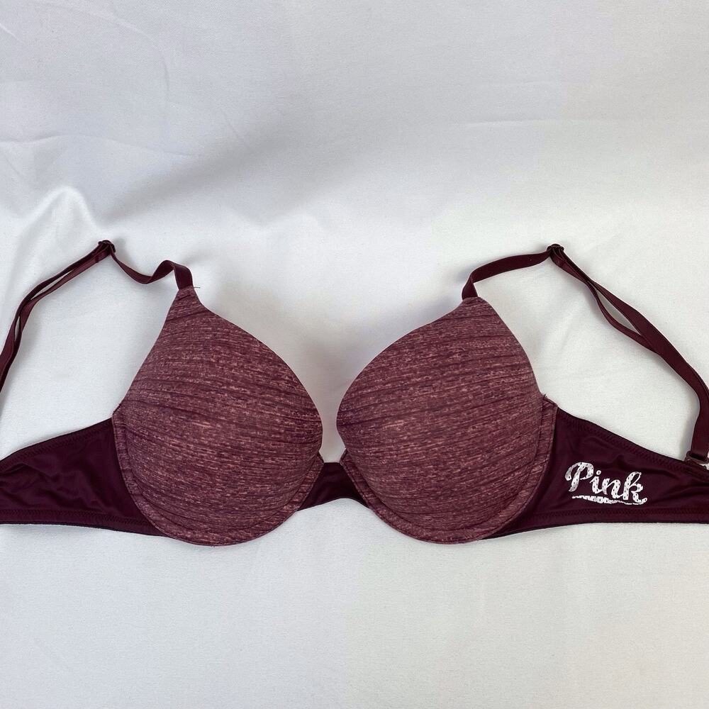 Victoria's Secret PINK Bra Pink Wear Everywhere Super Push Up Padded Size 32C